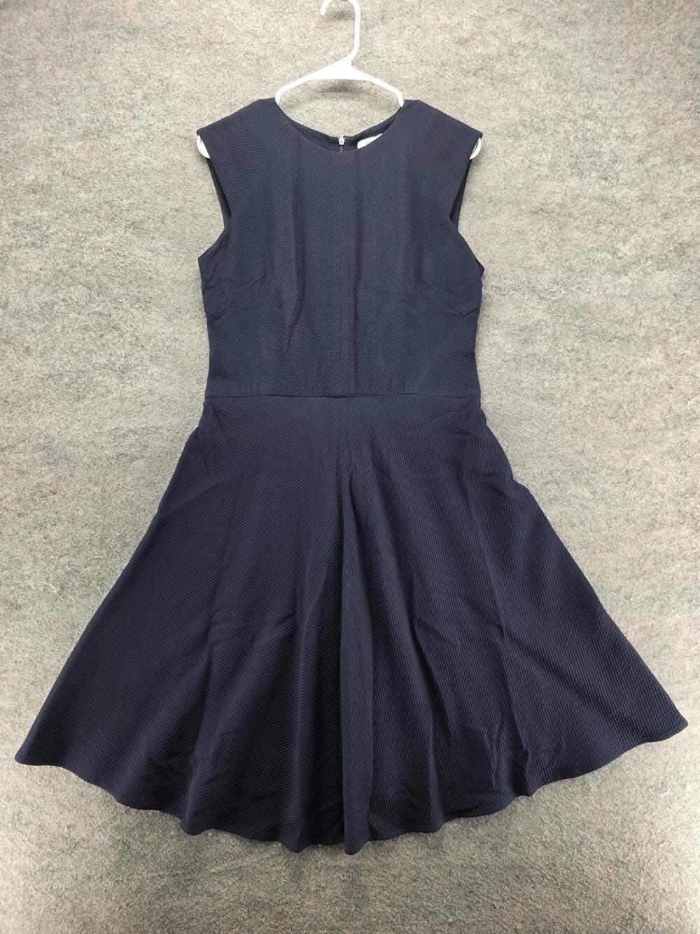 MM.LaFleur Dress Womens 8 Blue Fit & Flare Knee Length Viscose Jacquard Lined